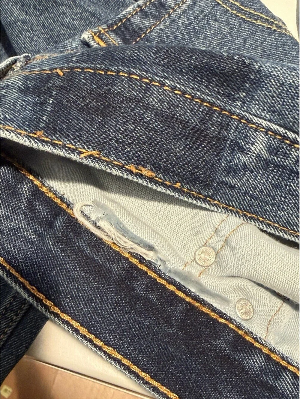 Mens Levi Jeans Straight Size 34x25 Blue Cut Off